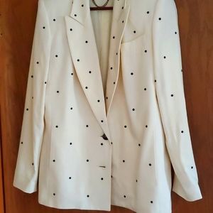 Cream blazer with black studs